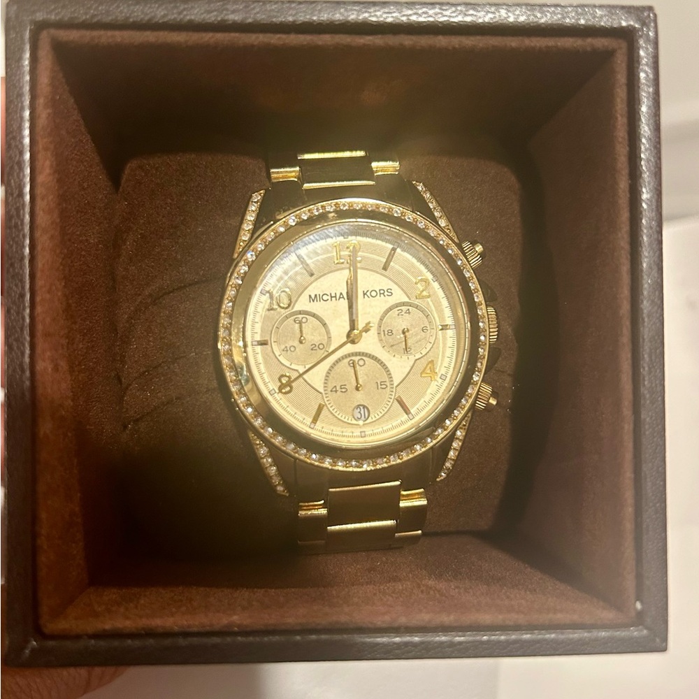 Michael Kors Gold Crystal-Accent Women's Chronograph Watch